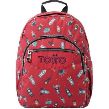 Mochila Escolar Totto Gommas con Estampado de Cohete en Color Negro