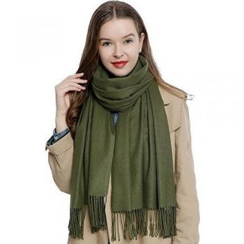 Bufanda de invierno grande para mujer 185 x 65 cm liso suave y cálido - verde oscuro