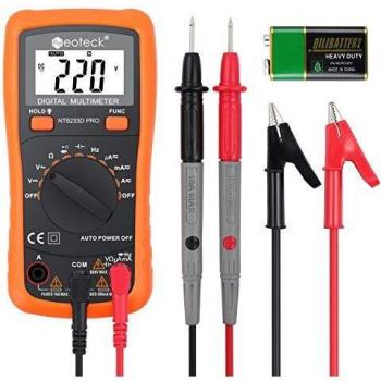 Neoteck Multímetro Digital Auto Rango 2000 Cuentas AC/DC Voltaje Corriente Eléctrica Resistencia Multi Pruebas Voltímetro Amperímetro Óhmetro con Retroiluminado LCD para Escuela Laboratorio Fábrica