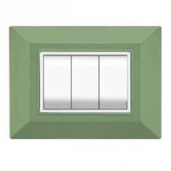 Placa Compatibles Axolute Bticino Color Verde Metallizado - 3 Foros
