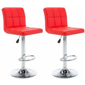 vidaXL 2X Sillas de Bar Cuero Sintético Rojo Taburete Asiento Cocina Comedor