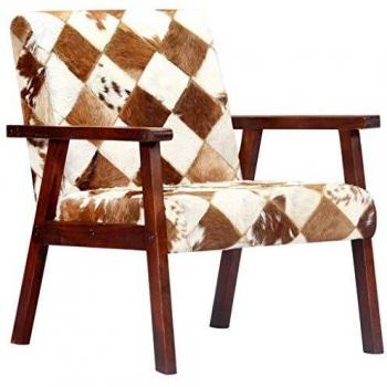SengentoStyle Fauteuil echt geitenleer wit en bruin
