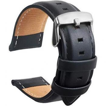 HVDHYY Correa Cuero Piel Becerro Super Suave Reemplazo De La Correa Y Herramienta De Reparación Varilla Resorte Regalo para Hombres Mujeres 20MM Negro