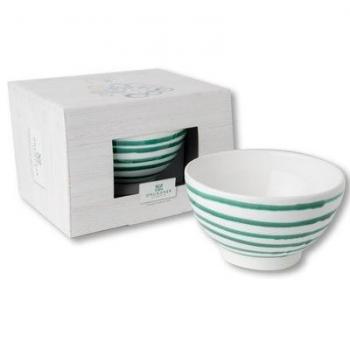 Cuenco de Cerámica Gmundner Verde Flameado Grande (ø 14cm) para Cereales, Hecho a Mano en Austria, Capacidad 0.4 Litros