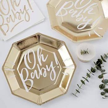 GOLD FOILED OH BABY! PAPER PLATES - OH BABY!