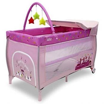 ASALVO Cuna de viaje 120x60 Mix Plus de 0 a 15kg / 3 EN 1. Cuna, Parque y Cambiador. Plegable. Transportable y de altura ajustable, incluye bolsa de transporte, ruedas y juguetero. Rosa London