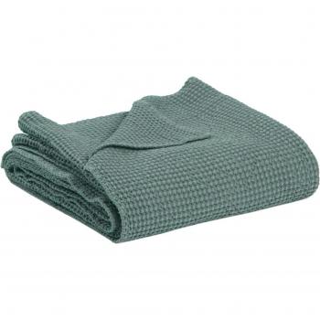 Cubre cama de algodón stonewashed Maia verde gris 180 x 260 cm