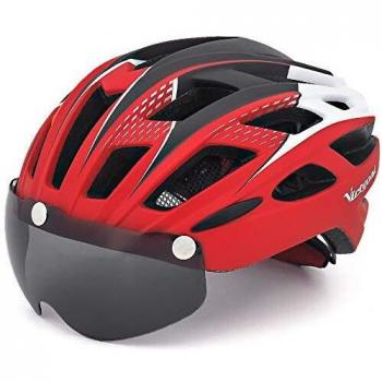 VICTGAOL Casco Bicicleta Helmet Bici Ciclismo para Adulto con Luz Trasera LED Visera Extraíble Hombres Mujeres Adultos de Bicicleta para Montar