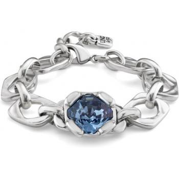 Elegant Blue Crystal Bracelet - Sterling Silver Plated Metal Alloy / Faceted Female Design