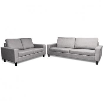 vidaXL Set dos sofás de 2 y 3 plazas, color gris claro