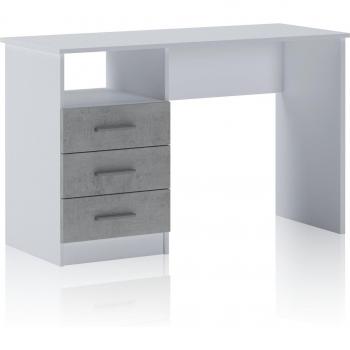Escritorio Dink de melamina blanca y hormigón, 120x75x48 cm