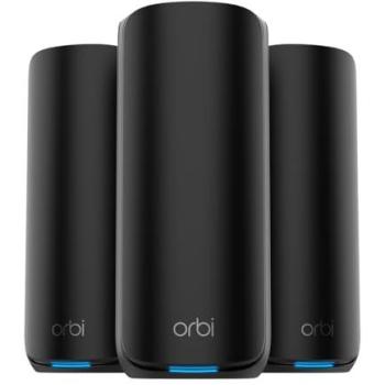 Netgear Orbi 870 Series RBE873 - Sistema Wi-Fi Mesh Tri-Banda (2.4 GHz / 5 GHz / 6 GHz) Wi-Fi 7, Kit de 3, Negro, Alcance de hasta 900