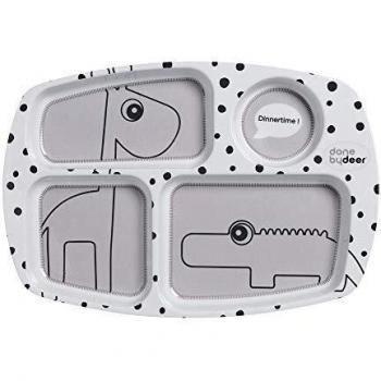 Done by deer 10564 - Plato con compartimentos con diseño happy dots, color gris