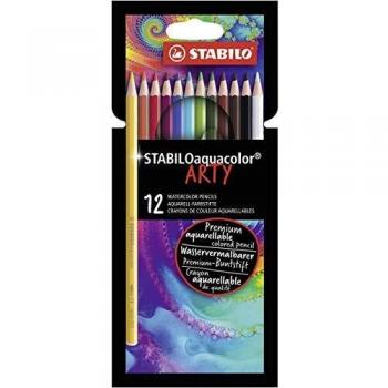 Lápices de Color Acuarelables STABILO aquacolor ARTY Estuche de 12 Colores Multicolor