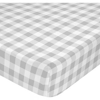 Bajera Infantil 100% Algodón Vichy Gris 90x200 cm, Calidad 150 TC, Fabricado en España