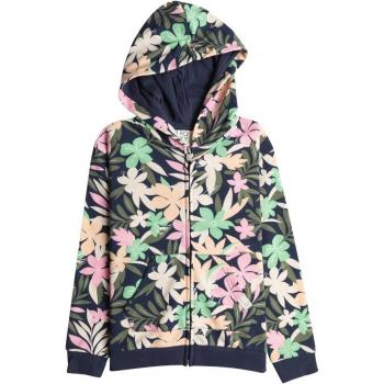Sudadera con capucha Roxy Dancing With You Full Zip para niñas, colores azul marino, verde y rosa, talla 10