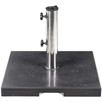 Base para sombrilla de Granito Negro 45 x 45 cm con Acero Inoxidable Ceggia 25 kg Cuadrada