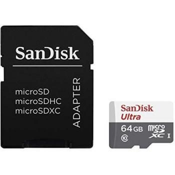 Tarjeta de Memoria MicroSDXC SanDisk Ultra 64GB con Adaptador SD, Clase 10 y Velocidad de hasta 80 MB/s