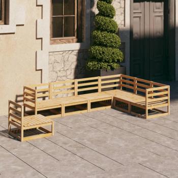 Conjunto de muebles de jardín 7 piezas en madera maciza de pino con cojines