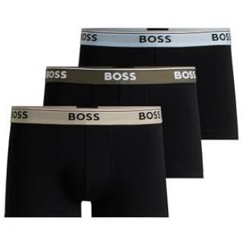 BOSS Men's 3-Pack Stretch Cotton Trunks with Logo Waistbands