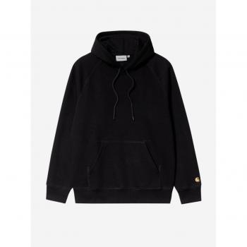 Sudadera con Capucha Carhartt WIP Chase Negra/Dorada, Hombre, Talla M, Ajuste Relajado con Logo Bordado