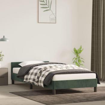 Colchón y estructura de cama con cabecero de terciopelo verde oscuro 90x200 cm Vidaxl