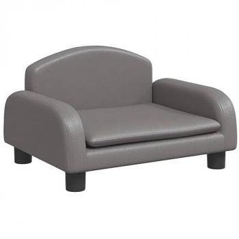 Cama para perros de cuero sintético gris 50x40x30 cm Vidaxl