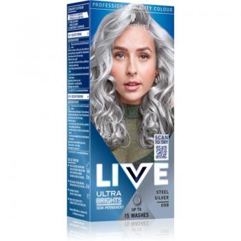 Schwarzkopf LIVE Ultra Brights or Pastel Semi-Permanent Hair Colour Shade 98 Steel Silver