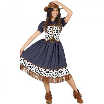 Disfraz de Vaquera con vestido estampado para mujer