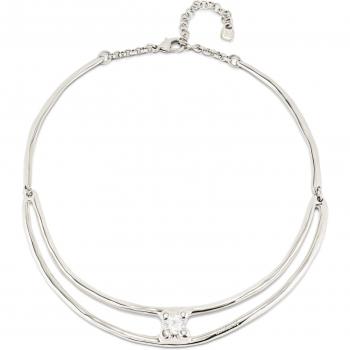 UNO de 50 Women's Semi-Rigid Silver-Plated Necklace with Crystal, Adjustable 40/45 cm