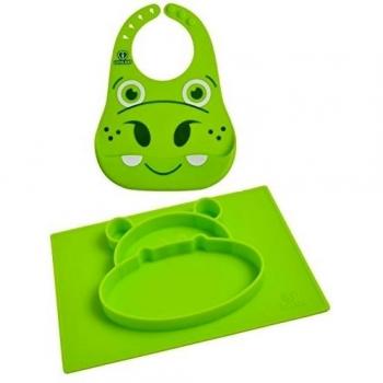 Mantel individual y placa de dividido cuenco infantil con infantil | sin problemas | bebé bowl-divided de succión coche placa para bebés | aprobado por la FDA dividido mantel individual para niños | 4 Compartimiento plato de silicona para Baby LED We