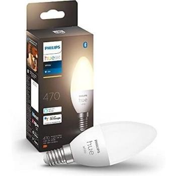Philips Hue White Bombilla LED Inteligente Vela E14 5.5W Luz Blanca Cálida