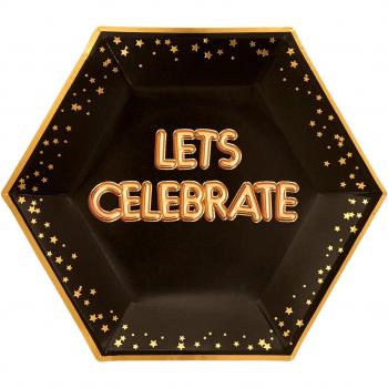 Neviti - Glitz and Glamour Let's Celebrate Platos de papel, color black/gold, Large