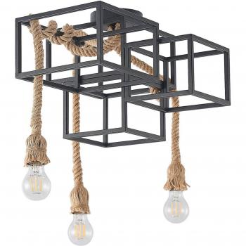 Lámpara de techo Lucande Andrik, moderna, 3 luces, color negro, hecha de metal, para salón y comedor, compatible con bombillas E27