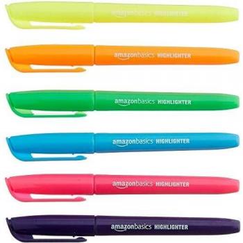 Amazon Basics - Subrayadores de colores vivos surtidos, 12 unidades