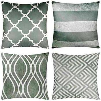 pendali Fundas de Cojín, Funda de Almohada Terciopelo Decorativa de Simplicidad Moderna con Patrón de Doble Cara Funda Cojin 45x45cm, Juego de 4 Funda de Cojines para Sala de Estar Sofás