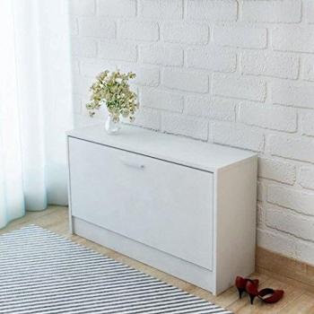 vidaXL Banco Zapatero de Color Blanco Dimensiones 80 x 24 x 45 cm Material: MDF