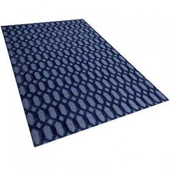 Alfombra Geométrica de Viscosa Azul Marino 140 x 200 cm Cizre