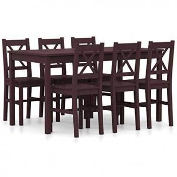 vidaXL Conjunto de Comedor con 7 Pinturas, Color marrón