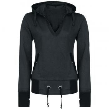 ForPlay Black Premium by EMP Capucha Parcheada Mujer Sudadera con Capucha Negro XL