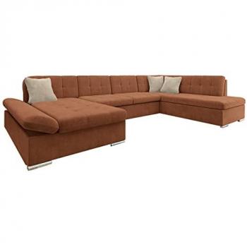Sofá Rinconero Comfivo 149 con Función de Descanso y Caja de Ropa de Cama, Diseño U, Reposabrazos Regulables, 345x205x76cm