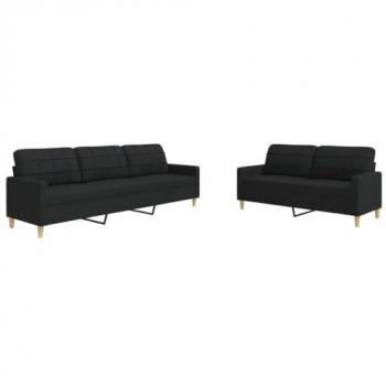 Juego de sofás 2 piezas tela negro Vidaxl 292063