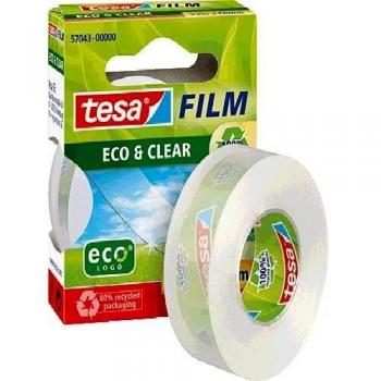 Cinta Adhesiva Eco & Clear Tesa - Transparente, 19 mm x 33 m, Alta Adhesión