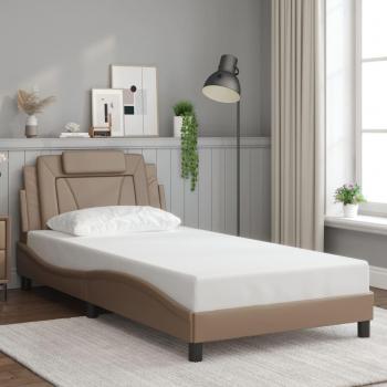 Cama con cabecera Capuchina en cuero sintético 100x200 cm color Marrón Vidaxl