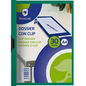 Dosier Clip Bismark - Polipropileno (PP) - Formato A4 - Color Verde - Capacidad 30 Hojas