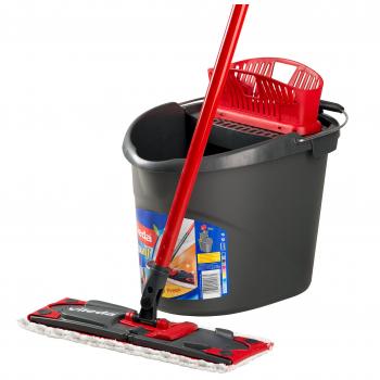 Vileda 132246 Ultramat - Cubo de fregar con escurridor PowerPress y mopa de microfibra