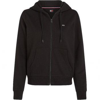 Sudadera con cremallera Tommy Jeans TJW REG S FLAG ZIP THRU para mujer, color negro, talla M, regular fit, con logostickerei