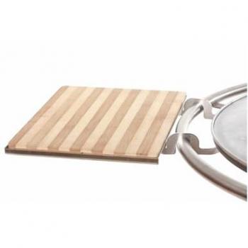 Soporte para Brasero Le Churrasco de Acero Inoxidable con Tabla de Cortar de Bambú - Plancha Tonio