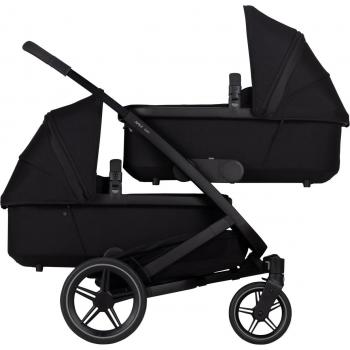 Carrito Gemelar Completo Joolz Geo 3 Space Black - Carro de bebé gemelar, diseño moderno y elegante, compatible con dos asientos, sistema de plegado compacto, ruedas todoterreno, manillar ajustable en