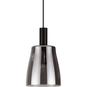 Lámpara colgante Coco-3 de cristal y metal negro, 1 bombilla, luz de techo colgante con cúpula LED Fume 3000K
